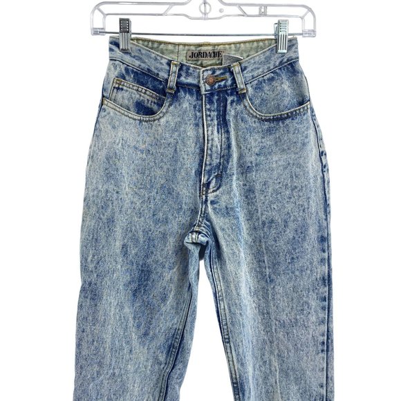 Vintage Jordache acid wash jeans size 7 0 24" tapered zipper ankle Y2K 90s - Picture 2 of 11